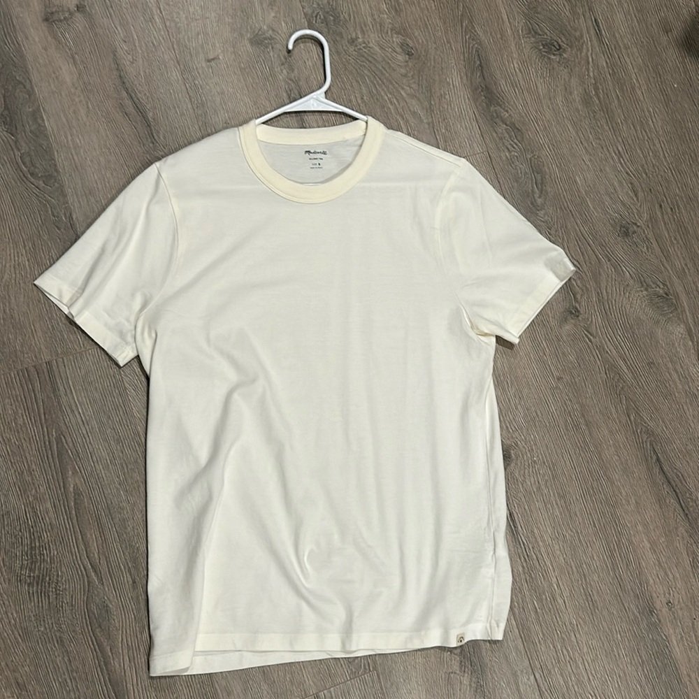 Madewell Garment-Dyed Allday Crewneck Tee in white/cream